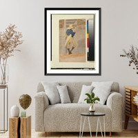 Negro man in straw hat, standing, stripping cane Classic, Historic Print