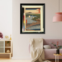 Historic Framed Print, [Senju no hashi] Translation:Great bridge at Senju.,  17-7/8" x 21-7/8"