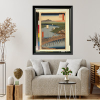 Historic Framed Print, [Senju no hashi] Translation:Great bridge at Senju.,  17-7/8" x 21-7/8"