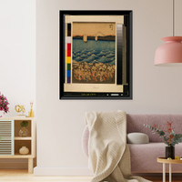 Historic Framed Print, [Soshu Enoshima Benzaiten kaicho sankei gunshu no zu] Translation:Women pilgrims visiting Enoshima shrine to worship an image of Benzaiten the Goddess of Good Fortune.,  17-7/8" x 21-7/8"