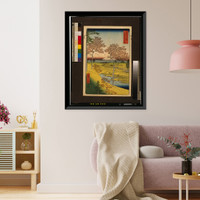 Historic Framed Print, [Toto Meguro Yuhi no kei]. Hiroshige ga. Translation:View of the sunset at Meguro eastern capitol (Edo).,  17-7/8" x 21-7/8"