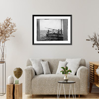 Historic Framed Print, Men on boat,  17-7/8" x 21-7/8"