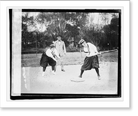 Historic Framed Print, Lucile Boyd catching; Mary Cook at bat - 2,  17-7/8" x 21-7/8"