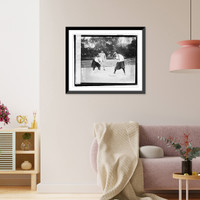 Historic Framed Print, Lucile Boyd catching; Mary Cook at bat - 2,  17-7/8" x 21-7/8"