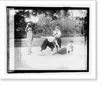 Historic Framed Print, Catcher Lucile Boyd at bat Francis Bloomer sliding Gertrude Cherry,  17-7/8" x 21-7/8"
