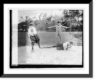Historic Framed Print, Gertrude Cherry on first; Ruth Jane Bauske sliding, 10/9/19,  17-7/8" x 21-7/8"