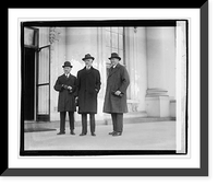 Historic Framed Print, [Three men standing outside building], 12/6/20,  17-7/8" x 21-7/8"