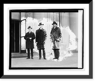 Historic Framed Print, [Three men standing outside building], 12/6/20 - 3,  17-7/8" x 21-7/8"