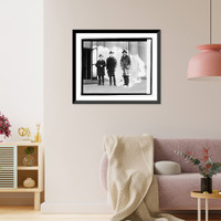 Historic Framed Print, [Three men standing outside building], 12/6/20 - 3,  17-7/8" x 21-7/8"