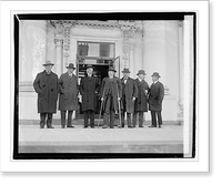 Historic Framed Print, [Seven men standing outside building], 12/6/20,  17-7/8" x 21-7/8"