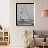 Historic Framed Print, Ursula, a Newport catboat,  17-7/8" x 21-7/8"