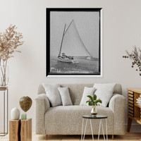 Historic Framed Print, Ursula, a Newport catboat,  17-7/8" x 21-7/8"