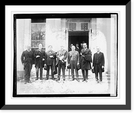 Historic Framed Print, [Frank Hagenbarth and group on steps of building], 3/16/21,  17-7/8" x 21-7/8"