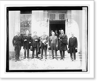 Historic Framed Print, [Frank Hagenbarth and group on steps of building], 3/16/21,  17-7/8" x 21-7/8"