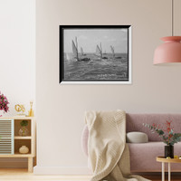 Historic Framed Print, Henry Dauer, May F., [and] Homing, view at start, regatta, yacht racing assn. [association],  17-7/8" x 21-7/8"