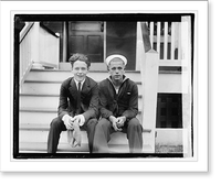 Unidentified young man and sailor seated on porch steps Classic, Antique Print