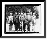 Historic Framed Print, [Group of seven unidentified men standing outdoors,] 6/27/21,  17-7/8" x 21-7/8"