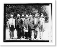 Historic Framed Print, [Group of seven unidentified men standing outdoors,] 6/27/21,  17-7/8" x 21-7/8"