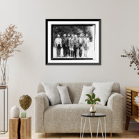 Historic Framed Print, [Group of seven unidentified men standing outdoors,] 6/27/21,  17-7/8" x 21-7/8"