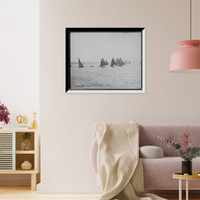 Historic Framed Print, D.B.C.Y. [Detroit Boat Club yacht] regatta, fleet making 1st turn,  17-7/8" x 21-7/8"