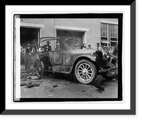 Historic Framed Print, Auto fire,  17-7/8" x 21-7/8"