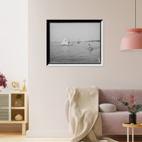 Historic Framed Print, D.B.C.Y. [Detroit Boat Club yacht] regatta, # 19 first on 2nd turn,  17-7/8" x 21-7/8"