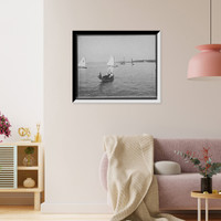 Historic Framed Print, D.B.C.Y. [Detroit Boat Club yacht] regatta, # 9 finishing 3rd,  17-7/8" x 21-7/8"