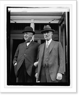 Historic Framed Print, [Two unidentified men outside city building],  17-7/8" x 21-7/8"