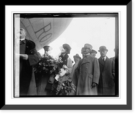 Historic Framed Print, [People standing under dirigible],  17-7/8" x 21-7/8"