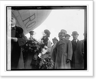 Historic Framed Print, [People standing under dirigible],  17-7/8" x 21-7/8"