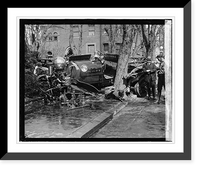 Historic Framed Print, Fire engine wreck,  17-7/8" x 21-7/8"