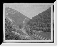 Historic Framed Print, [Iron Mountains & water gap near Clifton Forge, Clifton Forge, Va.],  17-7/8" x 21-7/8"