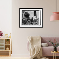 Historic Framed Print, [People outside church],  17-7/8" x 21-7/8"