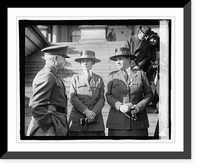 Historic Framed Print, [Pershing and unidentified uniformed women on steps],  17-7/8" x 21-7/8"