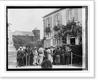 Historic Framed Print, [Shriner group in queue outside building],  17-7/8" x 21-7/8"
