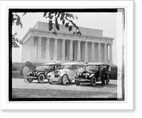 Shriner automobiles Esten A. Fletcher" and "Frank C. Jones" at Lincoln Memorial" - 2, Vintage Print
