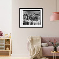 Military band members playing instruments Classic, Historic Print