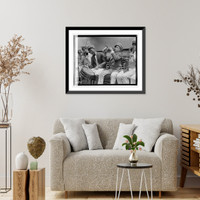 Military band members playing instruments Classic, Historic Print