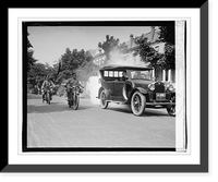 Police on motorcycles trailing car with smoke, 9/1/23, Antique Print