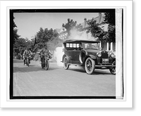 Police on motorcycles trailing car with smoke, 9/1/23, Antique Print