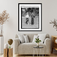 Historic Framed Print, [Girls dressed as adults, posing with cigarettes], 8/31/23,  17-7/8" x 21-7/8"