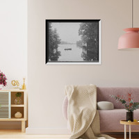 Historic Framed Print, Lake Nonotuck, Mt. [Mount] Holyoke College, South Hadley, Mass.,  17-7/8" x 21-7/8"