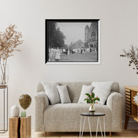 Historic Framed Print, Leaving chapel [Mary Lyon Hall], Mt. [Mount] Holyoke College, South Hadley, Mass.,  17-7/8" x 21-7/8"