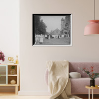 Historic Framed Print, Leaving chapel [Mary Lyon Hall], Mt. [Mount] Holyoke College, South Hadley, Mass.,  17-7/8" x 21-7/8"