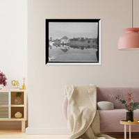 Historic Framed Print, Lake and boathouse, Pleasant View, Concord, N.H.,  17-7/8" x 21-7/8"