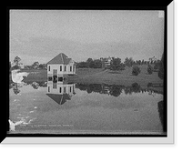 Historic Framed Print, Lake and boathouse, Pleasant View, Concord, N.H.,  17-7/8" x 21-7/8"