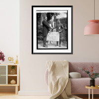 Historic Framed Print, Coolidge & birthday card, 7/4/24,  17-7/8" x 21-7/8"