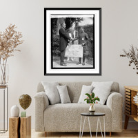 Historic Framed Print, Coolidge & birthday card, 7/4/24,  17-7/8" x 21-7/8"