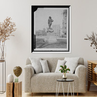 Historic Framed Print, [Miles Morgan statue, Springfield, Mass.],  17-7/8" x 21-7/8"