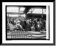 Historic Framed Print, Coolidge throwing out ball at Police-Firemen's benefit ball game, 9/13/24,  17-7/8" x 21-7/8"